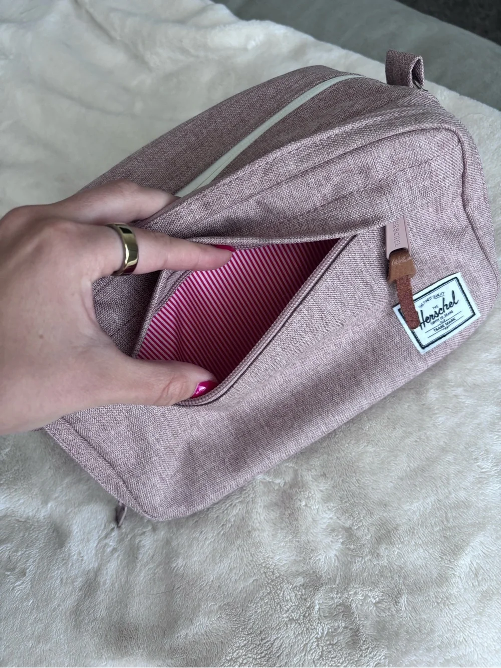 Herschel Dusty Rose Canvas Travel Pouch